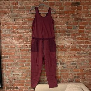 Anthropologie Burgundy Jumpsuit